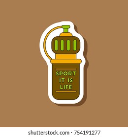 paper sticker on stylish background Sports bottle