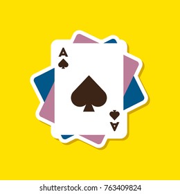 paper sticker on stylish background poker playing cards