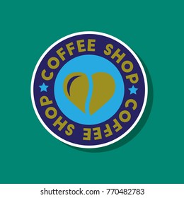paper sticker on stylish background Coffee shop logo