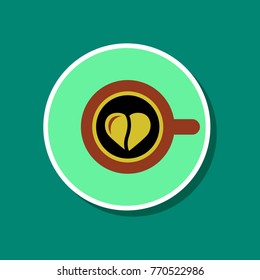 paper sticker on stylish background Cup coffee Heart