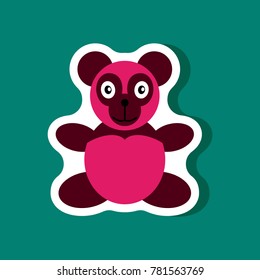 paper sticker on stylish background Toy panda