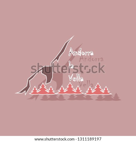 paper sticker on theme of Andorra logo mountains and forest