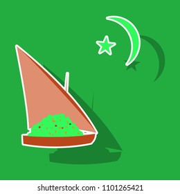 paper sticker on theme Arabic business ship with jewels