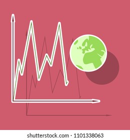 paper sticker on theme Arabic business world economy chart