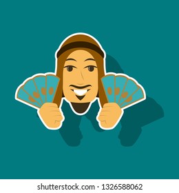 paper sticker on theme Arabic business Muslim with money