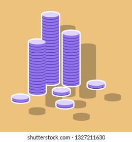 paper sticker on theme Arabic business stacks of coins