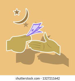 paper sticker on theme Arabic business transfer of money