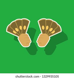 paper sticker on theme Arabic business money in hands