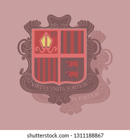 paper sticker on theme coat of arms Andorra