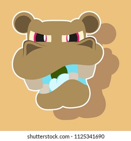 paper sticker on theme evil animal hippo