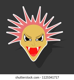 paper sticker on theme evil face
