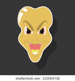 paper sticker on theme evil face