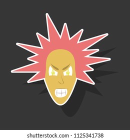paper sticker on theme evil face