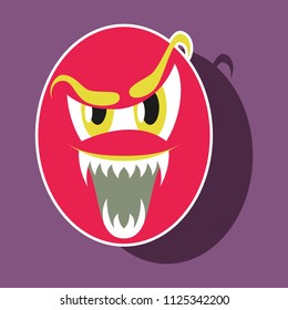paper sticker on theme evil emotions face