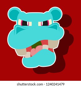 paper sticker on theme evil animal hippo