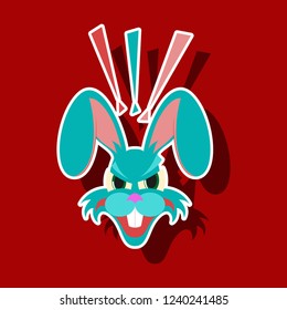 paper sticker on theme evil rabbit animal
