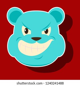 Paper Sticker On Theme Evil Animal Angry Bear