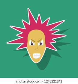 paper sticker on theme evil face