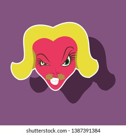 paper sticker on theme evil women