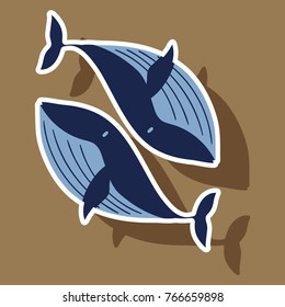 paper sticker on theme Save whales . Whale family