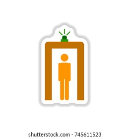 paper sticker on white background airport people scanner detector