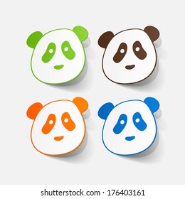paper sticker: panda bear. Isolated illustration icon