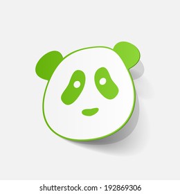 paper sticker: panda bear. Isolated illustration icon