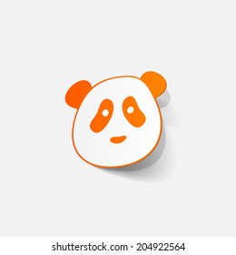 paper sticker: panda bear. Isolated illustration icon