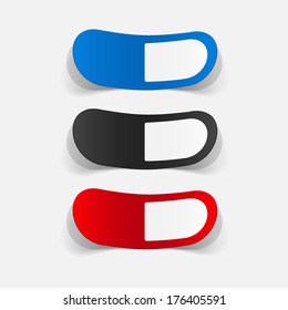 paper sticker: pill. Vector isolated illustration icon