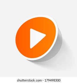 paper sticker: Play button web icon. Isolated illustration icon
