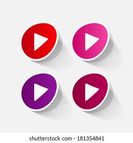 paper sticker: Play button web icon. Isolated illustration icon