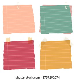 Paper sticker set flat note isolated vector illustration. Sticky blank reminder sheet collection.