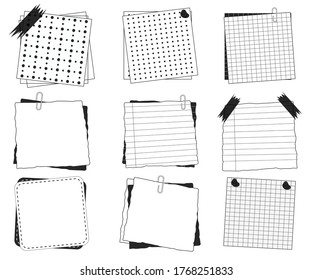 Paper sticker set flat note isolated vector illustration. Sticky blank reminder sheet collection.