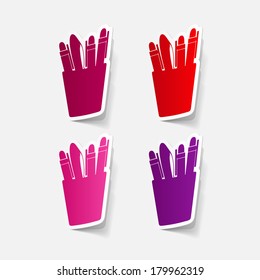paper sticker: set icons pen and pencil. Isolated illustration icon