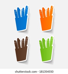 paper sticker: set icons pen and pencil. Isolated illustration icon