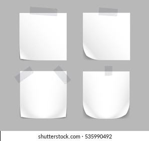 Paper Sticker set. Memo Label isolated on White Background. 