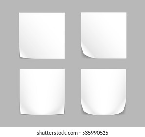 Paper Sticker set. Memo Label isolated on White Background. 