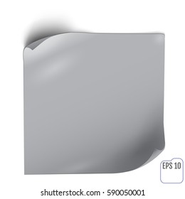 Paper sticker with shadow. Blank web banner or curl label on white background. Vector white post note for advertising design.