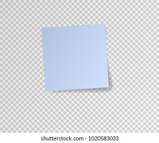 Paper sticker with shadow on transparent background. Vector illustration.