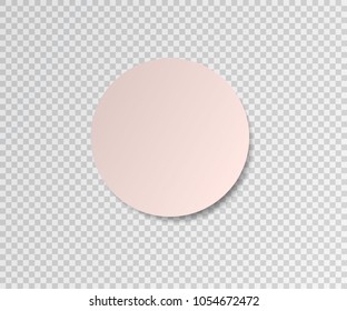Paper sticker with shadow on transparent background. Pink Round stick. Post sticky note isolated. Sticker banner. Vector illustration. Color post sticks for design.