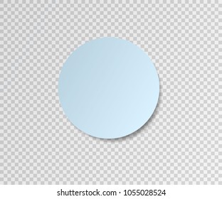 Paper sticker with shadow on transparent background. Round stick. Post sticky note isolated. Sticker banner. Vector illustration. Color post sticks for design.