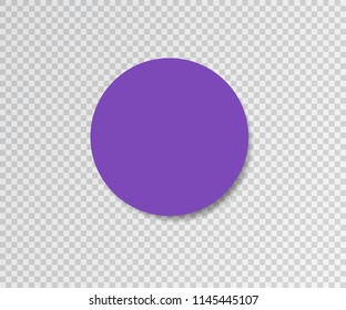 Paper sticker with shadow on transparent background. Vector illustration. Violet design.