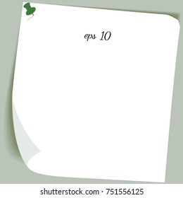 Paper sticker with tack. Vector EPS10
