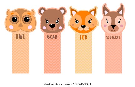 Paper sticker tape are peeled from the corner with animals for children. Vector illustration.