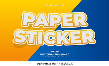 Paper Sticker Text Effect. Paper text effect template with 3d style use for title, headline, logo and business brand