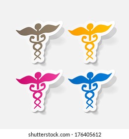 paper sticker: Wand of Hermes. Isolated illustration icon