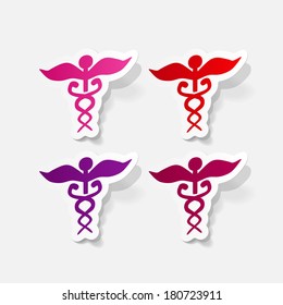 paper sticker: Wand of Hermes. Isolated illustration icon