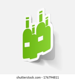 paper sticker: wine bottles. Isolated illustration icon