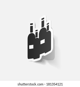 paper sticker: wine bottles. Isolated illustration icon