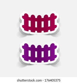 paper sticker: Wooden fence. Isolated illustration icon